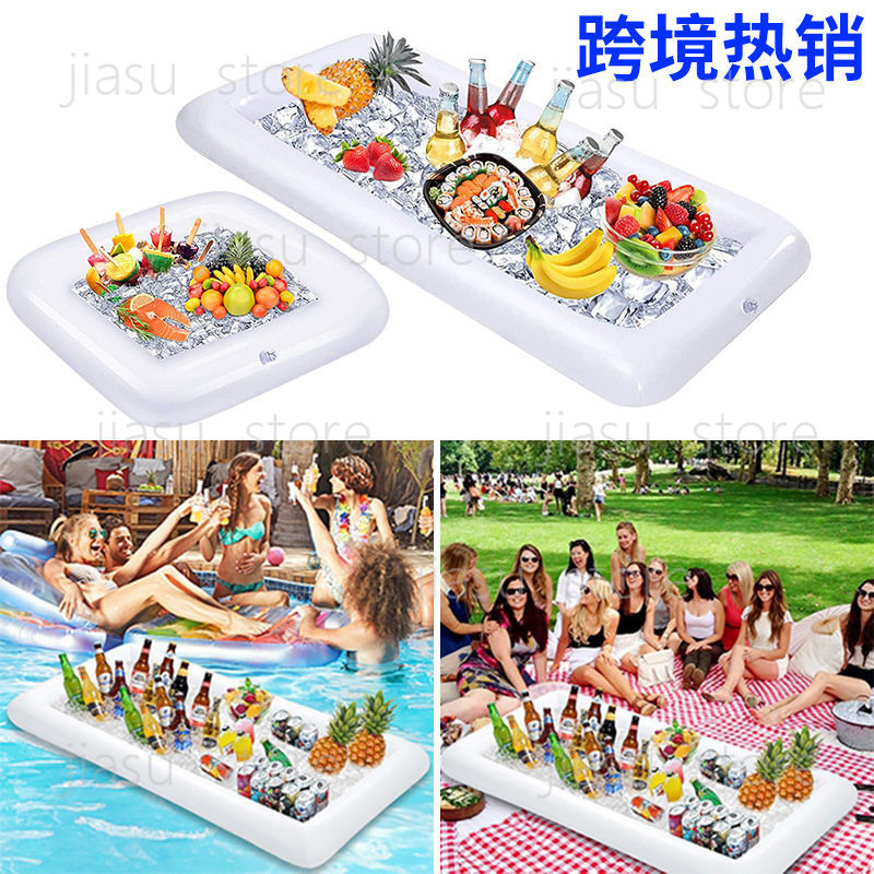 Storage Food Tray - Vassoio refrigerante galleggiante gonfiabile multifunzionale, barra