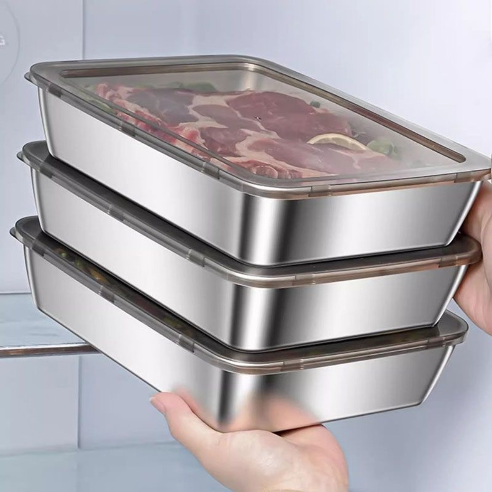 Food Storage Square Containers - Vassoio da portata in acciaio inox