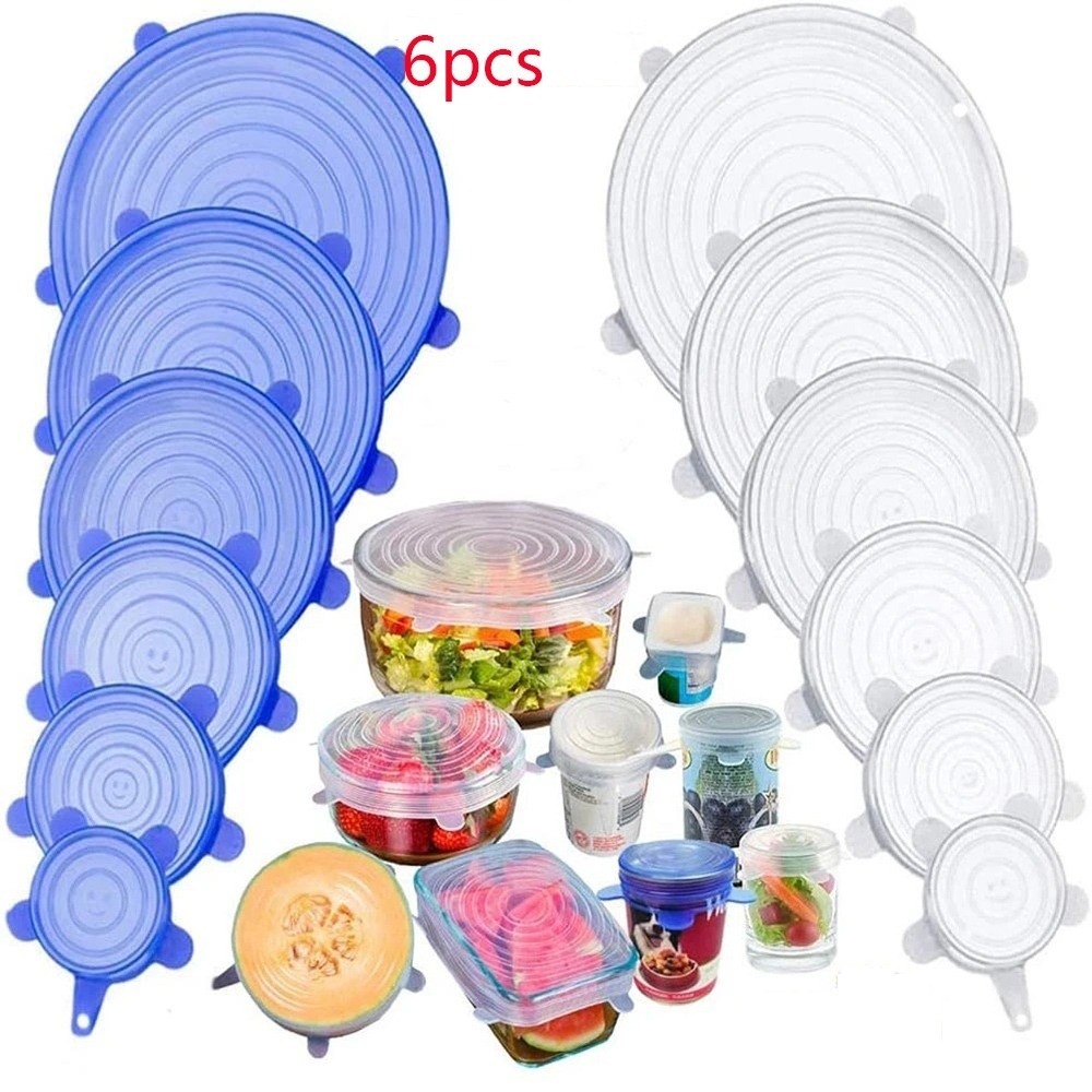 Silicone Stretch Lid - Set di 6 Pratici Coperchi Riutilizzabili