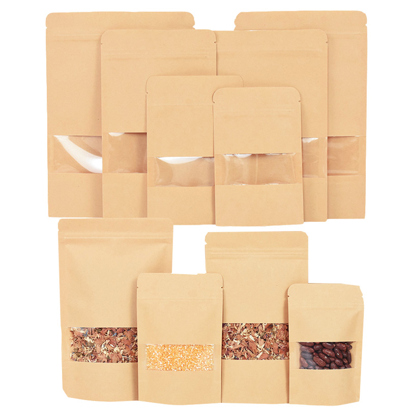 Food Storage Zip Lock Bags - 20/50pcs Sacchetti di carta Kraft con