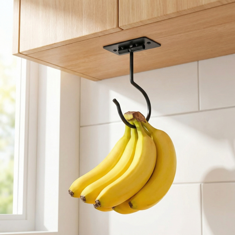 Food Storage Method - Gancio a banana autoadesivo in metallo